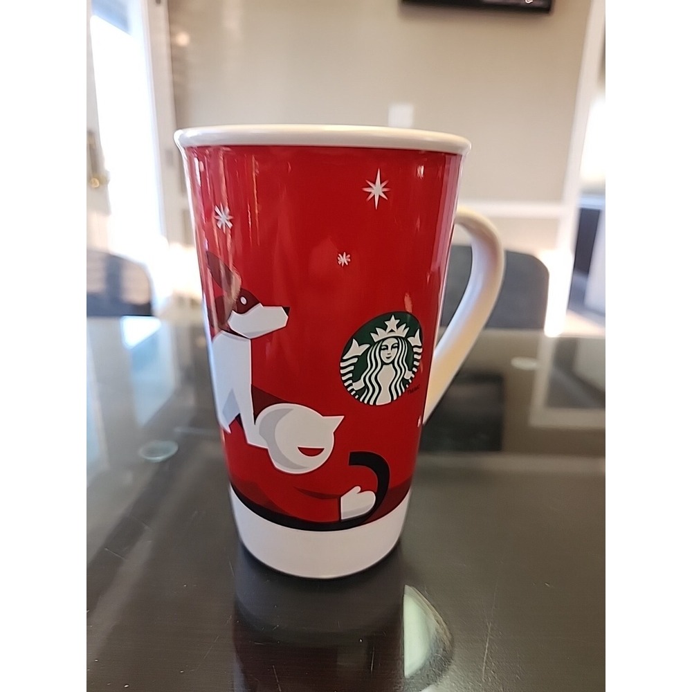 Rare Vintage Collectible Starbucks Red &White 16 Oz Christmas Mug - 2011